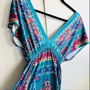 Forever21 Green, Multi-Colored Kimono Style Dress